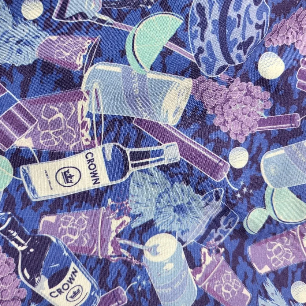 Peter‎ Millar Seaside Swim Trunks Mens Small Blue Cocktail Print Elastic Waist